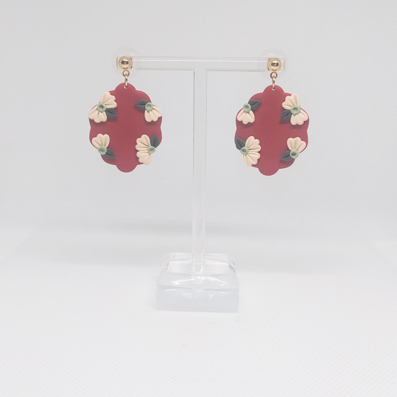 The Brianna earring - Red and Cream, gold