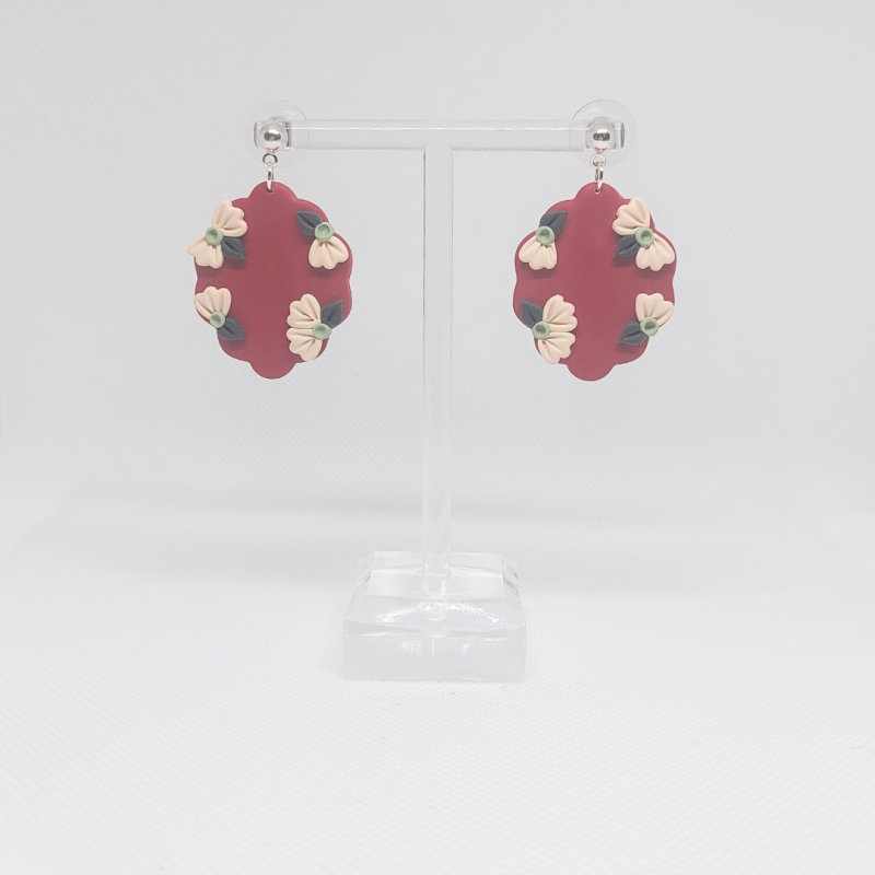 The Brianna earring - Red and Cream, silver