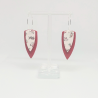 Holly and berries hoop earrings, large layered daggers, red - silver